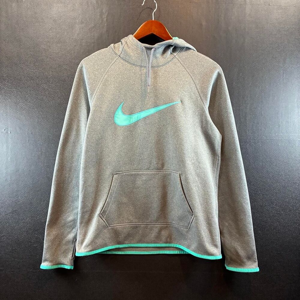 Nike Women's Grey and Green Hoodie